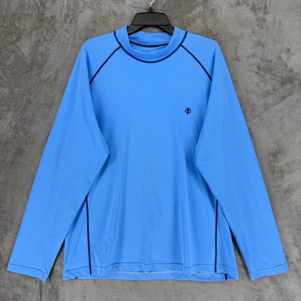 Coolibar Sun Shirt Mens XL Blue UPF 50+ Long Sleeve Mock Neck EUC